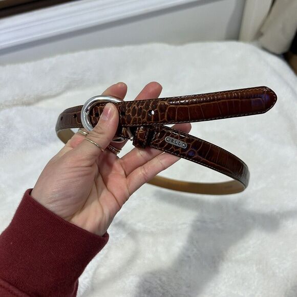 Lauren Ralph Lauren BROWN REAL‎ LEATHER SKINNY 3/4"Wd CASUAL DRESS BELT Sz L - Picture 1 of 4